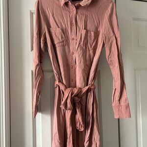 Elegant Pink Shirt Dress
